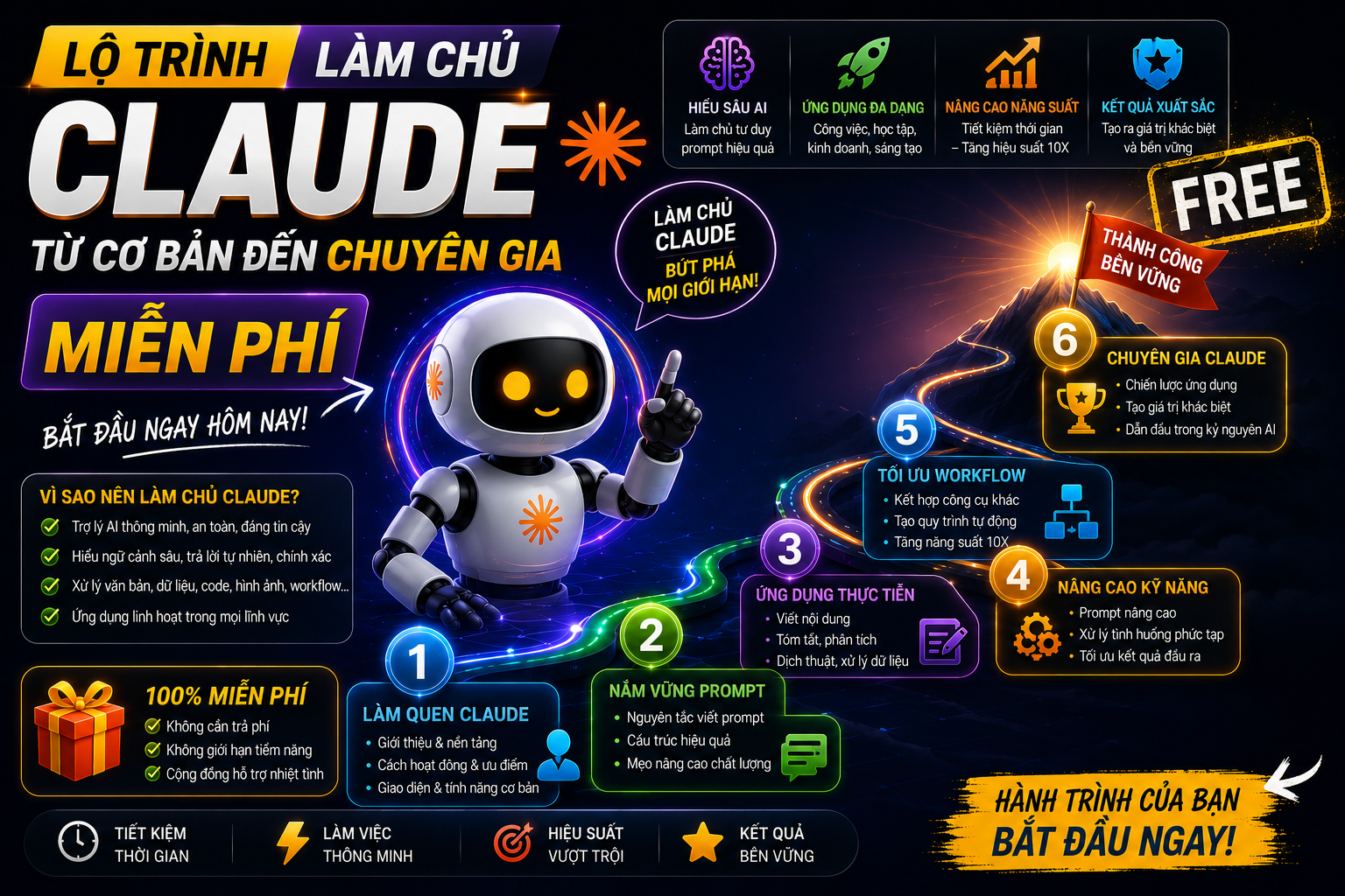 Lộ trình làm chủ Claude AI miễn phí